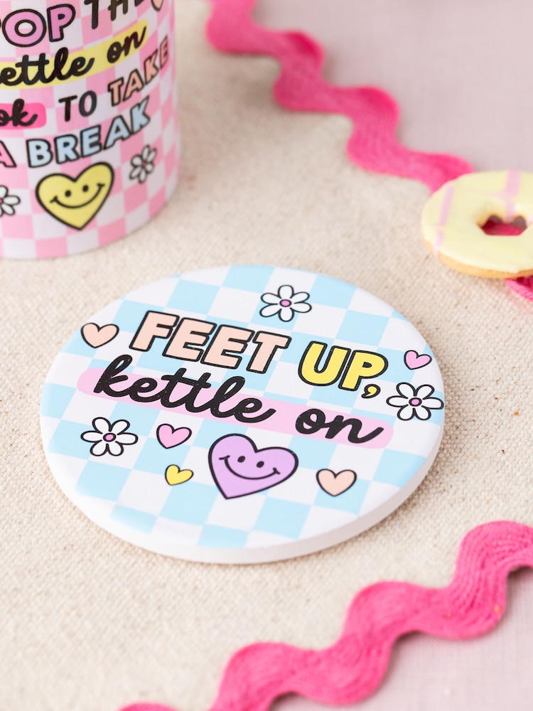 Sam Jayne Designs Yellow Pop the kettle on Mug and Coaster Giftset - Image 2 of 4