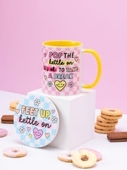 Sam Jayne Designs Yellow Pop the kettle on Mug and Coaster Giftset - Image 4 of 4