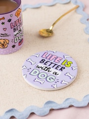 Sam Jayne Designs Purple Life is better with a Dog Mug and Coaster Giftset - Image 2 of 4