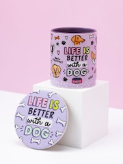 Sam Jayne Designs Purple Life is better with a Dog Mug and Coaster Giftset - Image 4 of 4