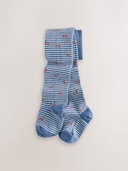 Blue and Neutral Brown 2 Pack Cotton Rich Strawberry and Cherry Tights - Image 2 of 5