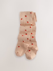 Blue and Neutral Brown 2 Pack Cotton Rich Strawberry and Cherry Tights - Image 3 of 5