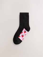 Schwarz/Obst - Schulsocken mit hohem Baumwollanteil und Fußbett im 5er-Pack - Bild 2 von 4