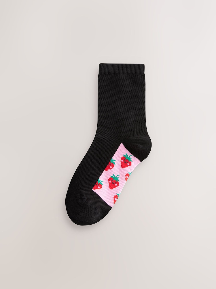 Schwarz/Obst - Schulsocken mit hohem Baumwollanteil und Fußbett im 5er-Pack - Bild 2 von 4