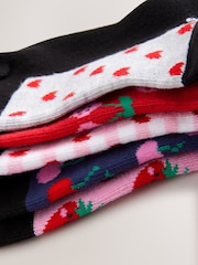 Schwarz/Obst - Schulsocken mit hohem Baumwollanteil und Fußbett im 5er-Pack - Bild 3 von 4