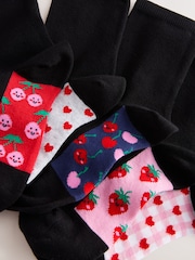 Schwarz/Obst - Schulsocken mit hohem Baumwollanteil und Fußbett im 5er-Pack - Bild 4 von 4