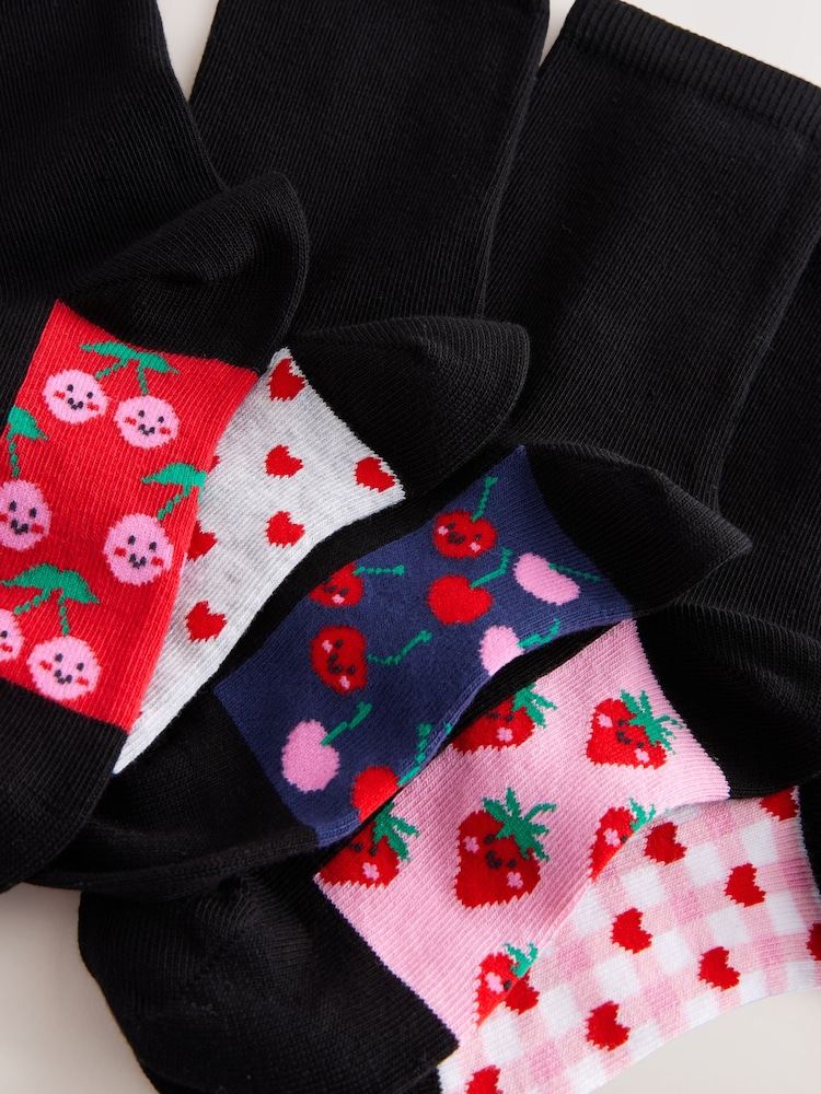 Schwarz/Obst - Schulsocken mit hohem Baumwollanteil und Fußbett im 5er-Pack - Bild 4 von 4 Schwarz/Obst - Schulsocken mit hohem Baumwollanteil und Fußbett im 5er-Pack - Bild 4 von 4