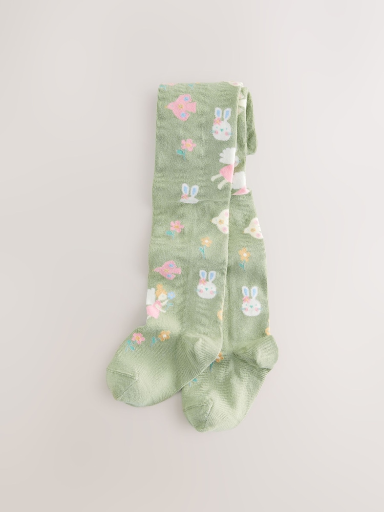 Khaki Green Fairy Cotton Rich Character Tights - Image 1 of 3