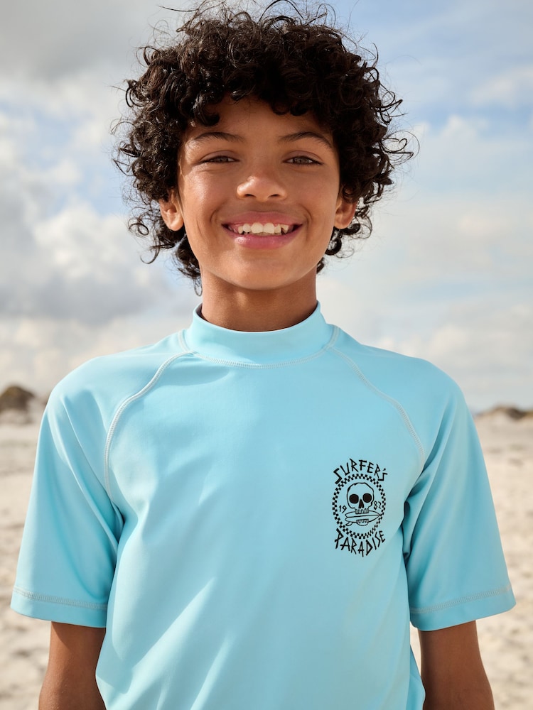 Light Blue Short Sleeve Rash Vest (1.5-16yrs) - Image 3 of 8