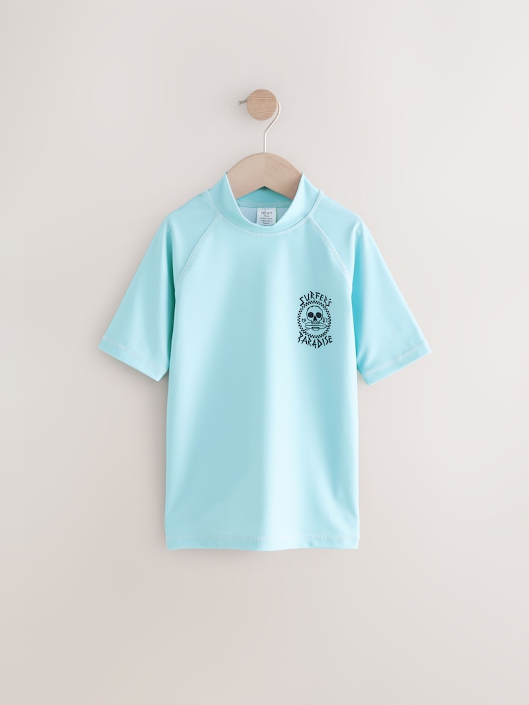 Light Blue Short Sleeve Rash Vest (1.5-16yrs) - Image 5 of 8