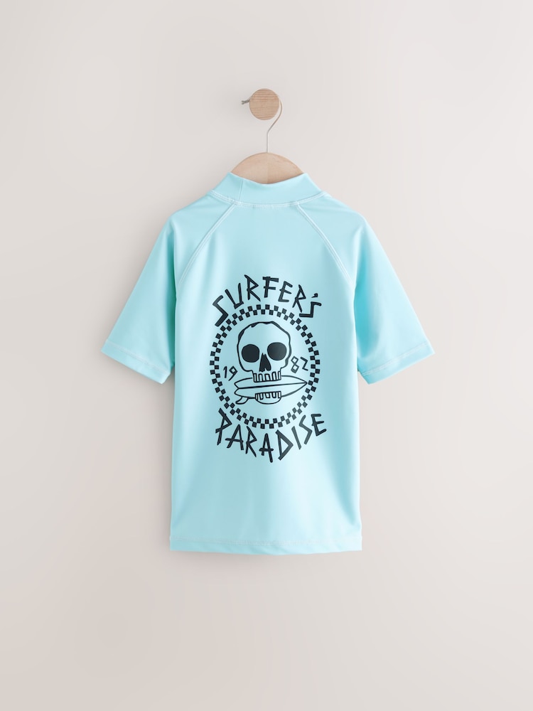 Light Blue Short Sleeve Rash Vest (1.5-16yrs) - Image 6 of 8