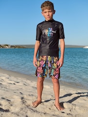 Black Print Short Sleeve Rash Vest (1.5-16yrs) - Image 3 of 3