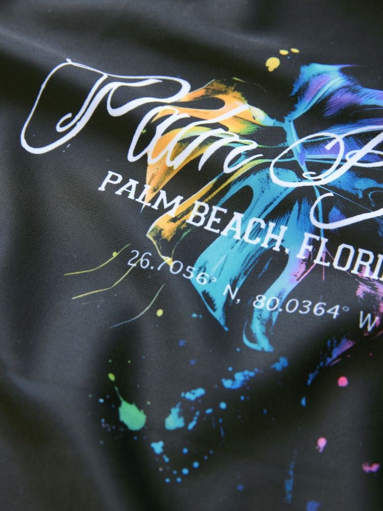 Black Print Short Sleeve Rash Vest (1.5-16yrs) - Image 6 of 6