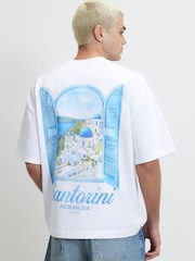 River Island White Oversized Santorini Scenic T-Shirt - Image 3 of 4