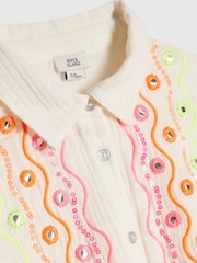 Cream - River Island Set aus besticktem Hemd und Kurzgröße - Bild 3 von 4