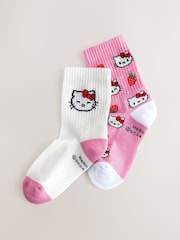 Pink & Weiß - 2 Pack Cotton Rich Hello Kitty Ankle Socks - Bild 1 von 3