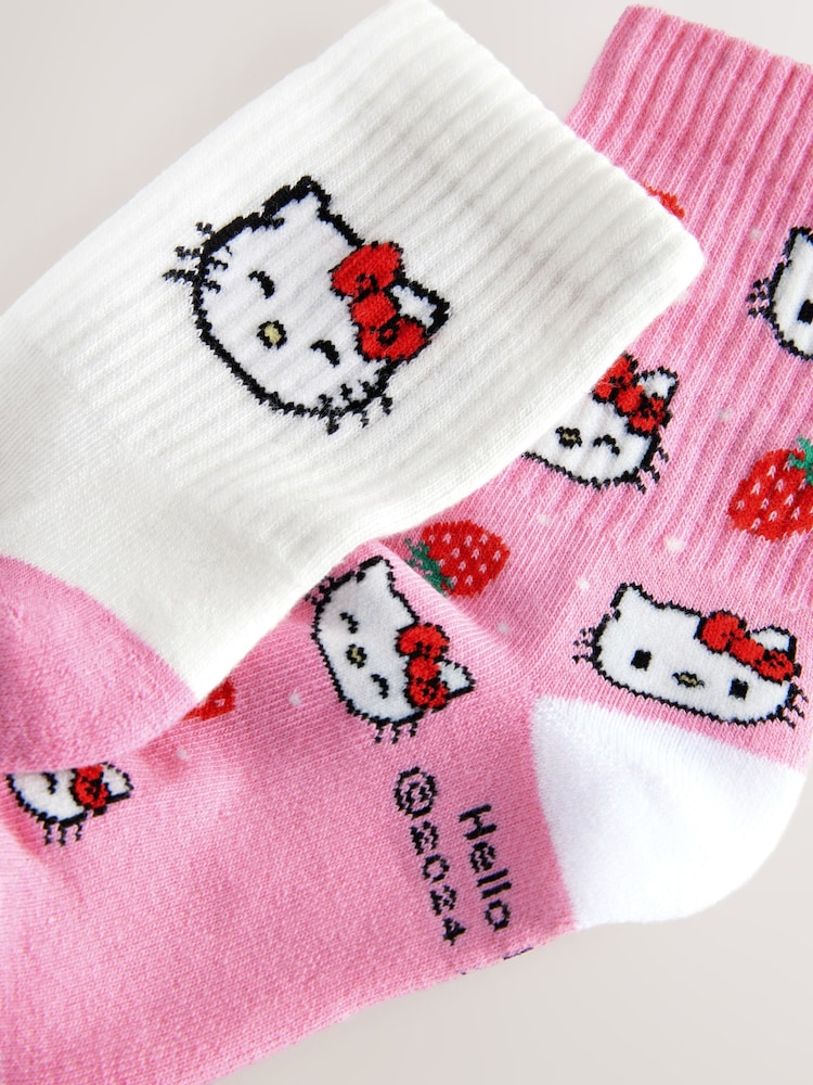 Pink & Weiß - 2 Pack Cotton Rich Hello Kitty Ankle Socks - Bild 2 von 3