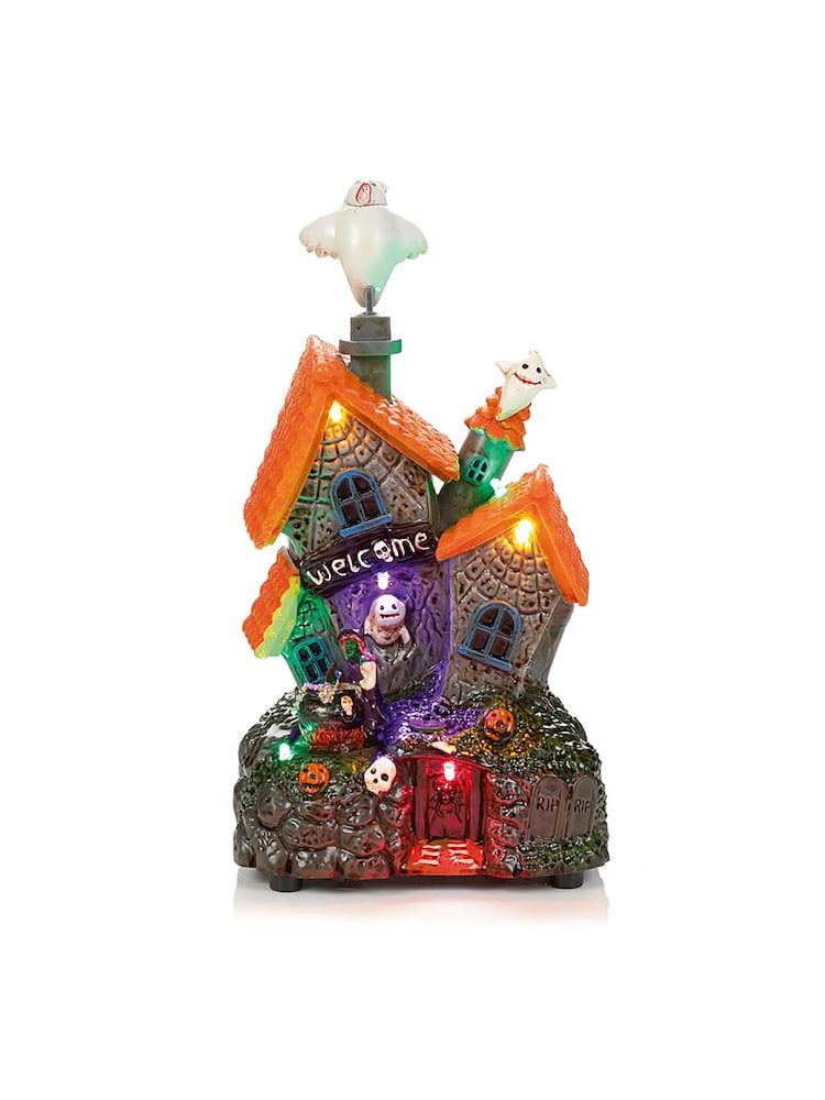 Premier Decorations Ltd 24cm BO Lit Musical Haunted House Flying Ghost LED Light - Image 1 of 1