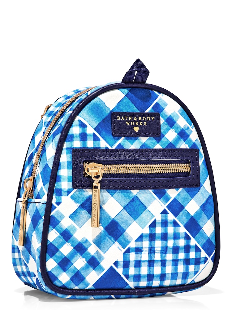 Bath & Body Works Blue Gingham Mini Backpack Cosmetic Bag 8 fl oz / 236 mL - Image 1 of 1