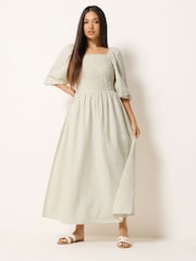 ナチュラル - M&Co Petite 3/4 Sleeve Cornelli Dress - 画像 1 / 6