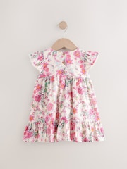 Pink Floral Shirred Angel Sleeve Dress (3mths-8yrs) - Image 6 of 8