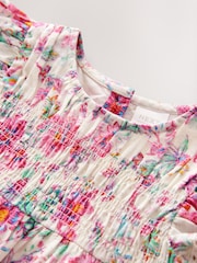 Pink Floral Shirred Angel Sleeve Dress (3mths-8yrs) - Image 8 of 8