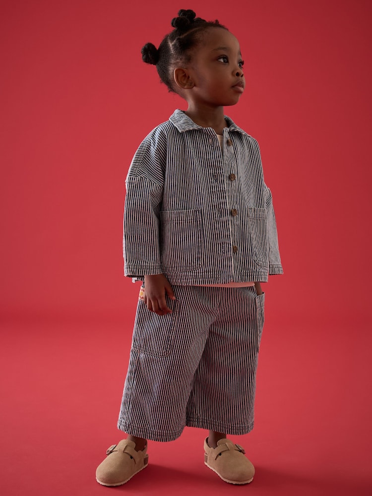 Blue Ticking Stripe 100% Cotton Shirt And Trousers Set (3mths-8yrs) - Image 1 of 9