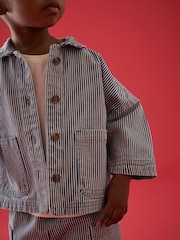 Blue Ticking Stripe 100% Cotton Shirt And Trousers Set (3mths-8yrs) - Image 2 of 9
