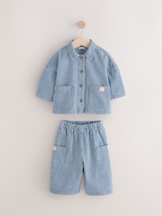 Blue Ticking Stripe 100% Cotton Shirt And Trousers Set (3mths-8yrs) - Image 5 of 9