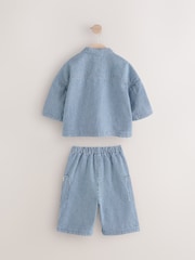 Blue Ticking Stripe 100% Cotton Shirt And Trousers Set (3mths-8yrs) - Image 6 of 9