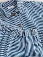 Blue Ticking Stripe 100% Cotton Shirt And Trousers Set (3mths-8yrs) - Image 7 of 9