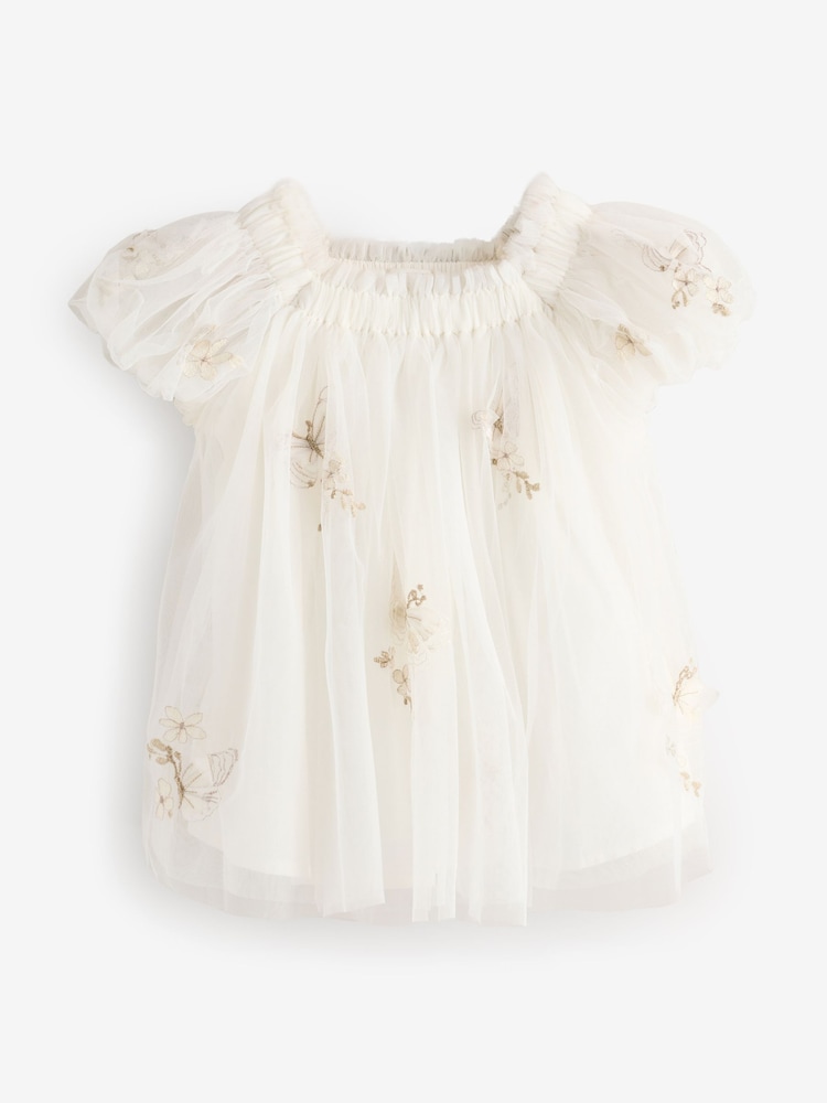 Ivory Butterfly Mesh Dress (3mths-8yrs) - Image 6 of 9