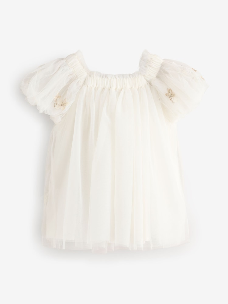 Ivory Butterfly Mesh Dress (3mths-8yrs) - Image 7 of 9