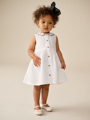 White Sleeveless Collar Summer Dress (3mths-10yrs) - Image 1 of 7