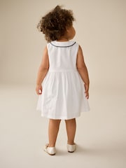 White Sleeveless Collar Summer Dress (3mths-10yrs) - Image 2 of 7
