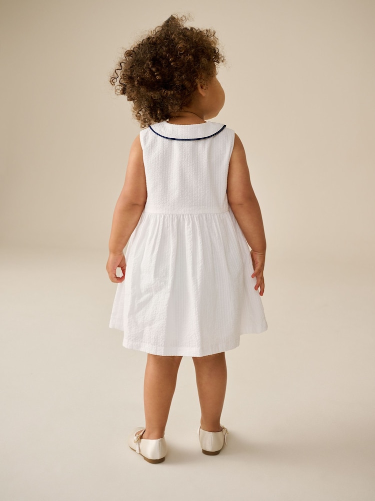 White - Sleeveless Collar Summer Dress (3mths-10yrs) - Image 2 of 7 White - Sleeveless Collar Summer Dress (3mths-10yrs) - Image 2 of 7