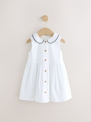 White Sleeveless Collar Summer Dress (3mths-10yrs) - Image 4 of 7