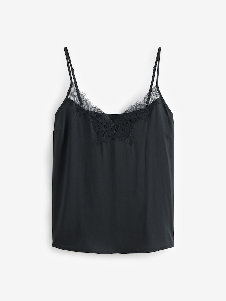 Black Lace Trim Cami Top - Image 6 of 7