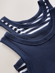 Navy / Navy and White Stripe High Neck Vests 2 Pack - Image 11 of 11