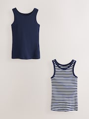Navy / Navy and White Stripe High Neck Vests 2 Pack - Image 7 of 11