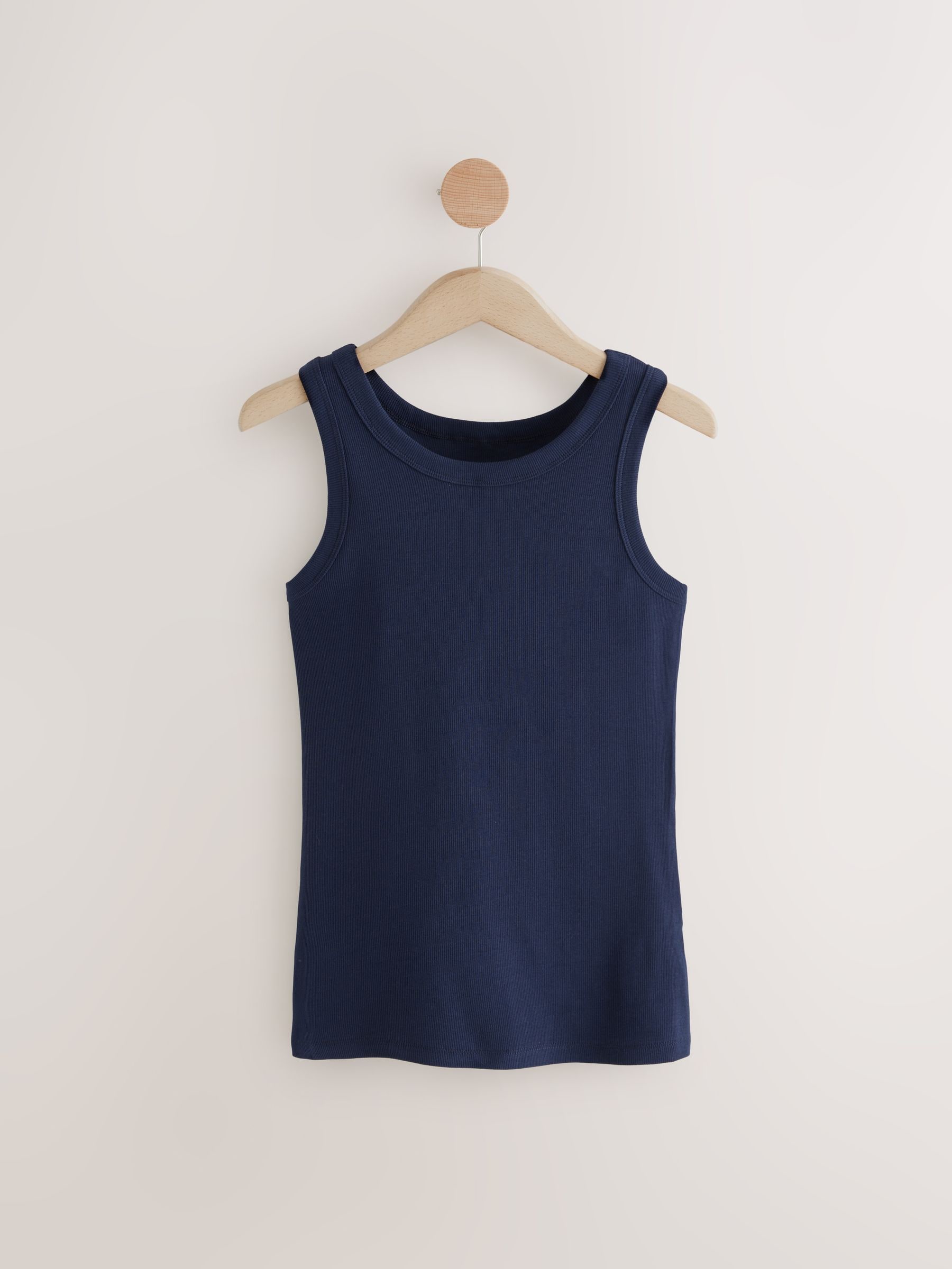 Buy Navy / Navy and White Stripe High Neck Vests 2 Pack from
