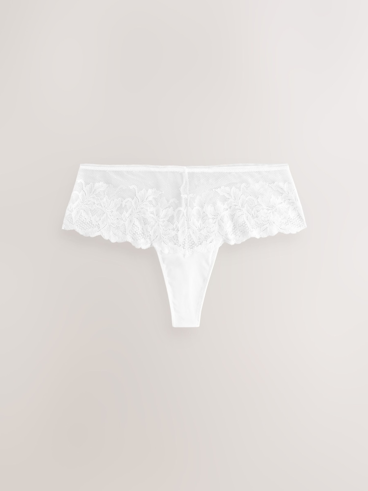 Black/White High Waisted Thong Lace Knickers 2 Pack - Image 6 of 9