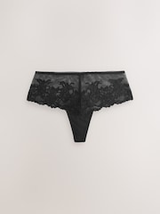 Black/White High Waisted Thong Lace Knickers 2 Pack - Image 7 of 9
