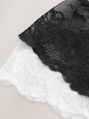 Black/White High Waisted Thong Lace Knickers 2 Pack - Image 8 of 9