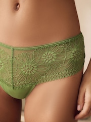 Green/Cream/Navy High Waisted Thong Floral Lace Knickers 3 Pack - Image 5 of 11