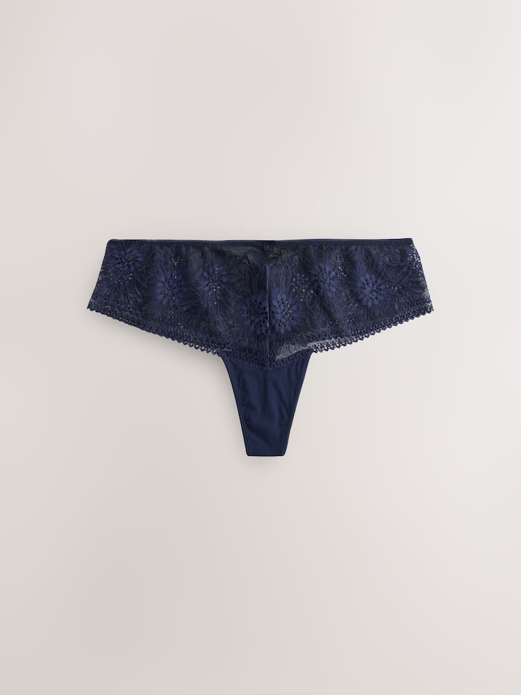 Vert/Cream/Navy - Lot de 3 culottes en dentelle fleurie - Image 7 of 11