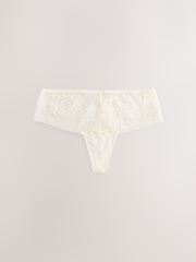 Green/Cream/Navy High Waisted Thong Floral Lace Knickers 3 Pack - Image 8 of 11