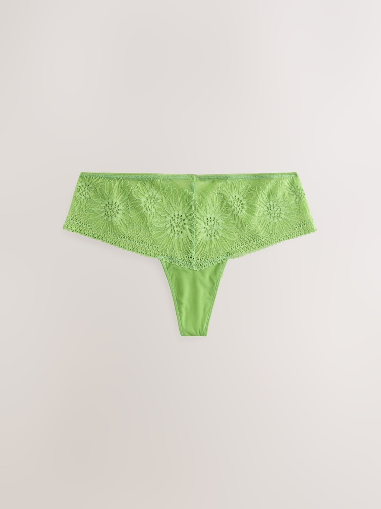 Vert/Cream/Navy - Lot de 3 culottes en dentelle fleurie - Image 9 of 11