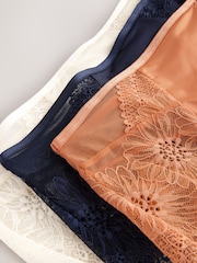Orange/Cream/Marine - Culotte en dentelle Fleuri 3 Pack - Image 11 of 12