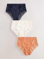 Orange/Cream/Marine - Culotte en dentelle Fleuri 3 Pack - Image 7 of 12